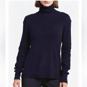 TED BAKER Royhal Rolled Turtleneck Cashmere Blend Sweater Size 2 Navy